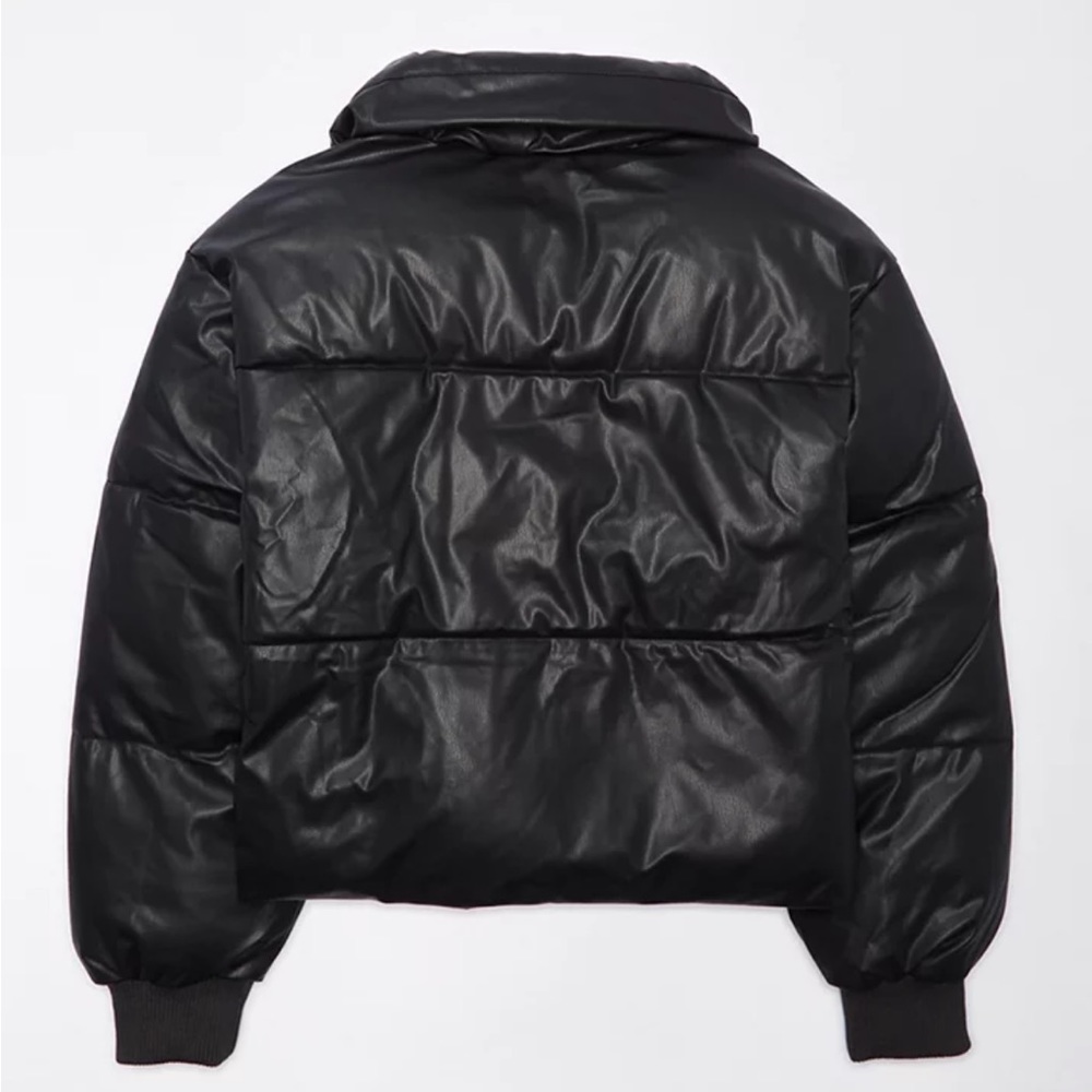 AE Vegan Leather Chill Puffer Jacket - Picture 3 of 9